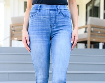 Judy Blue Amanda High Rise Pull on Release Hem Skinny Jeans