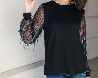 ladies dressy black blouses