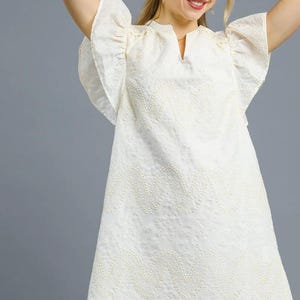 Dress Off white dress Scalloped Hem Embroidered Mini Dress beautiful you dress women’s mini angel dress