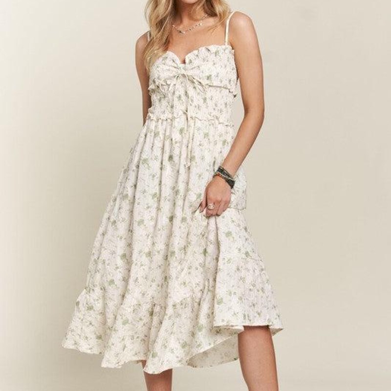 Smocked Bandeau Floral Print Two Pieces Dress main image 1