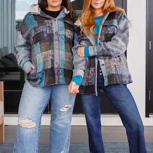 Plaid Jacket My Best Effort Hooded Womens Fall winter Shacket sizes small-2XL Plus size