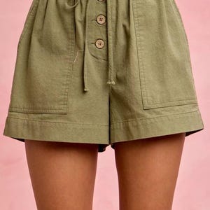 Paper Bag Drawstring Twill Shorts