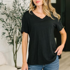 Easy Days V-Neck Cotton Tee in Black