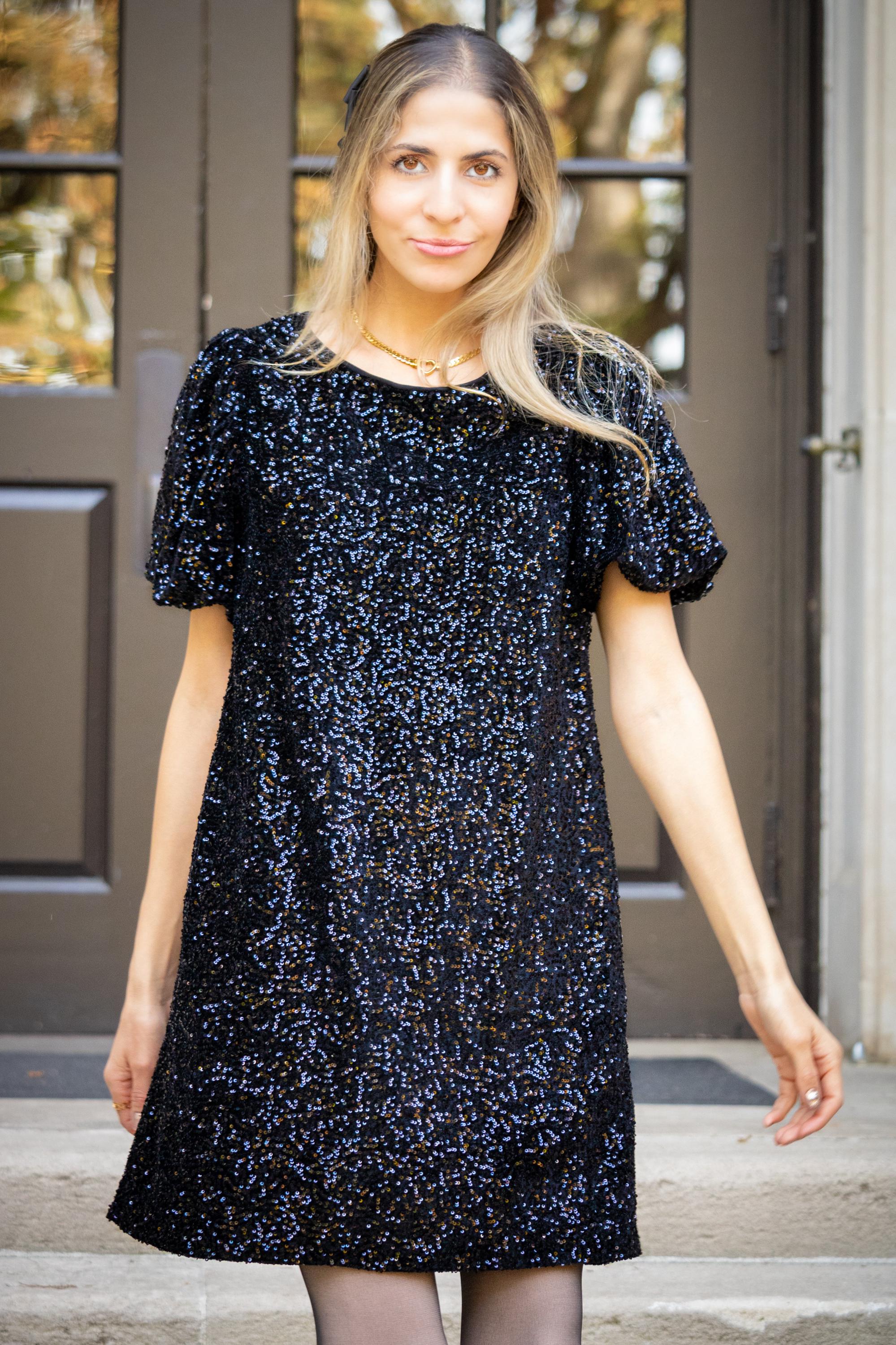 Black Sequin Tshirt Dress Plus Size Etsy