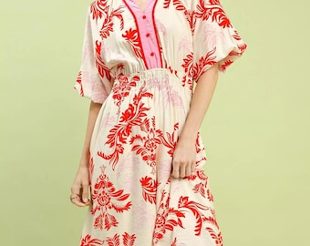 Toucan Tropical Floral Midi Dress | Button Through Resort Wear, Organic  Bamboo - Etsy