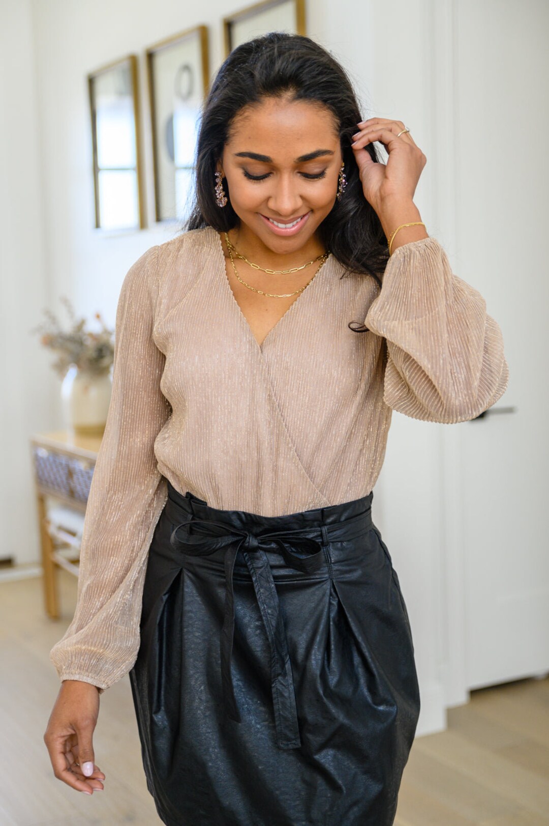 Bodysuit Blouse Work It Babe Rose Gold Faux Wrap Bodysuit - Etsy