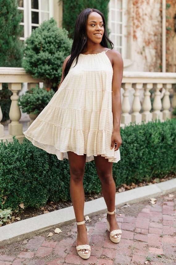 Tiered Halter Dress in Natural Womens 