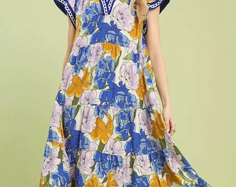 Vestido largo con estampado de flores de arándanos y vestido midi escalonado
