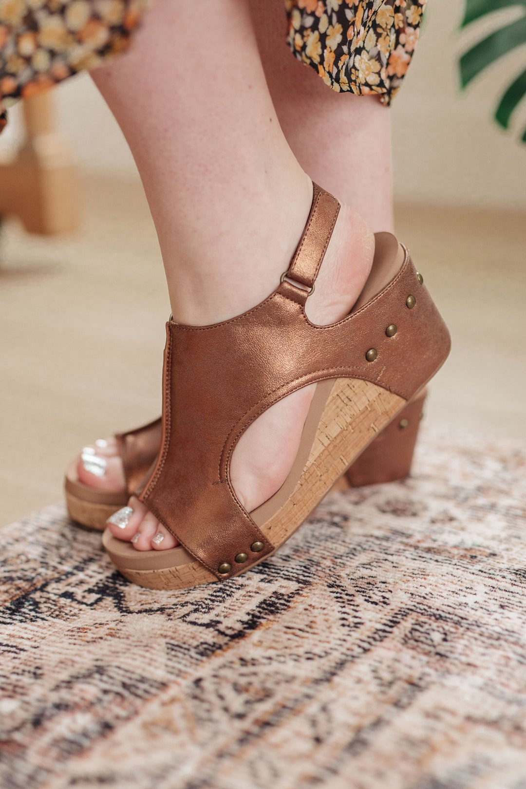 Corkys Sandle Walk This Way Wedge Sandals in Antique Bronze Etsy