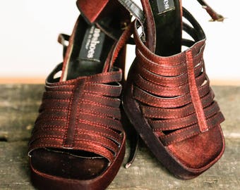 90s Chunky Heels | 90s Platform Shoes | Ankle Strap Heel | 90s Sandals | Grunge Shoes | Fabric Shoes | Platform Sandals | 90s club shoes