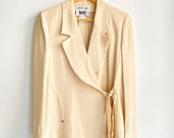 Vintage 90er Jahre Y2K Sonia Rykiel Paris Icory Beige Wickelverschluss Blazer 42/L