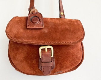 Vintage Liz Claiborne Leather Co Small Rust Brown Suede Crossbody