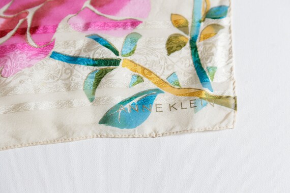 Vintage Anne Klein Silk Floral Scarf | Colourful … - image 8