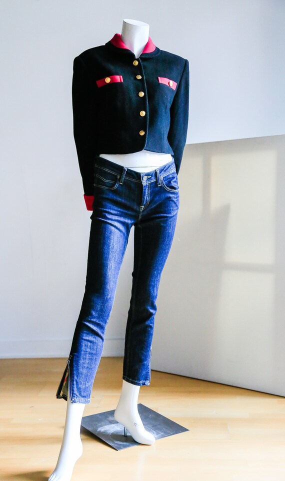 Black Cropped Wool Blazer | Black Wool Blazer with