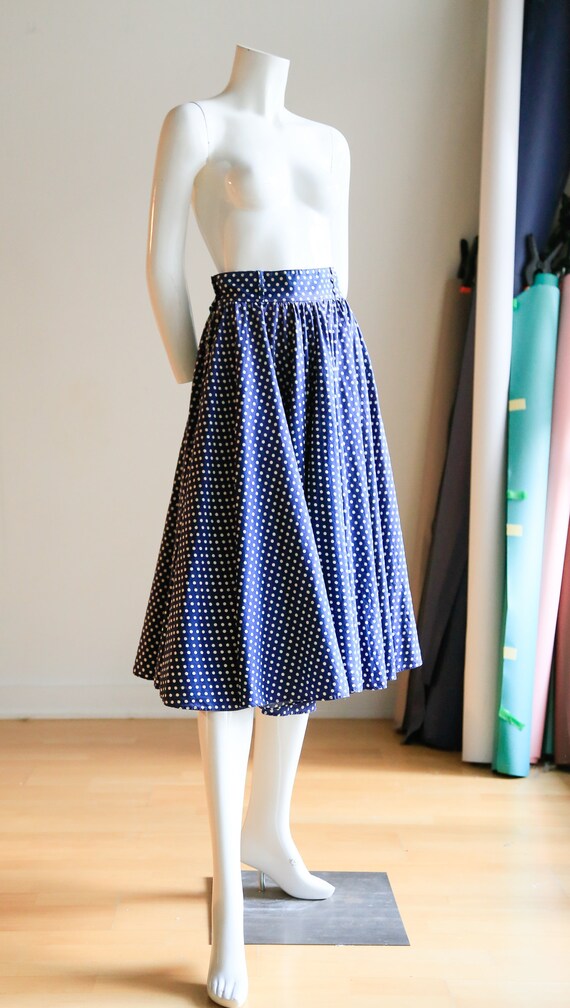 Blue White Polka Dot Circle Skirt |Pinup Rockabill