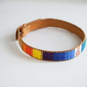 Vintage Handmade Leather Embroidered Colourful Boho Festival Belt image 2