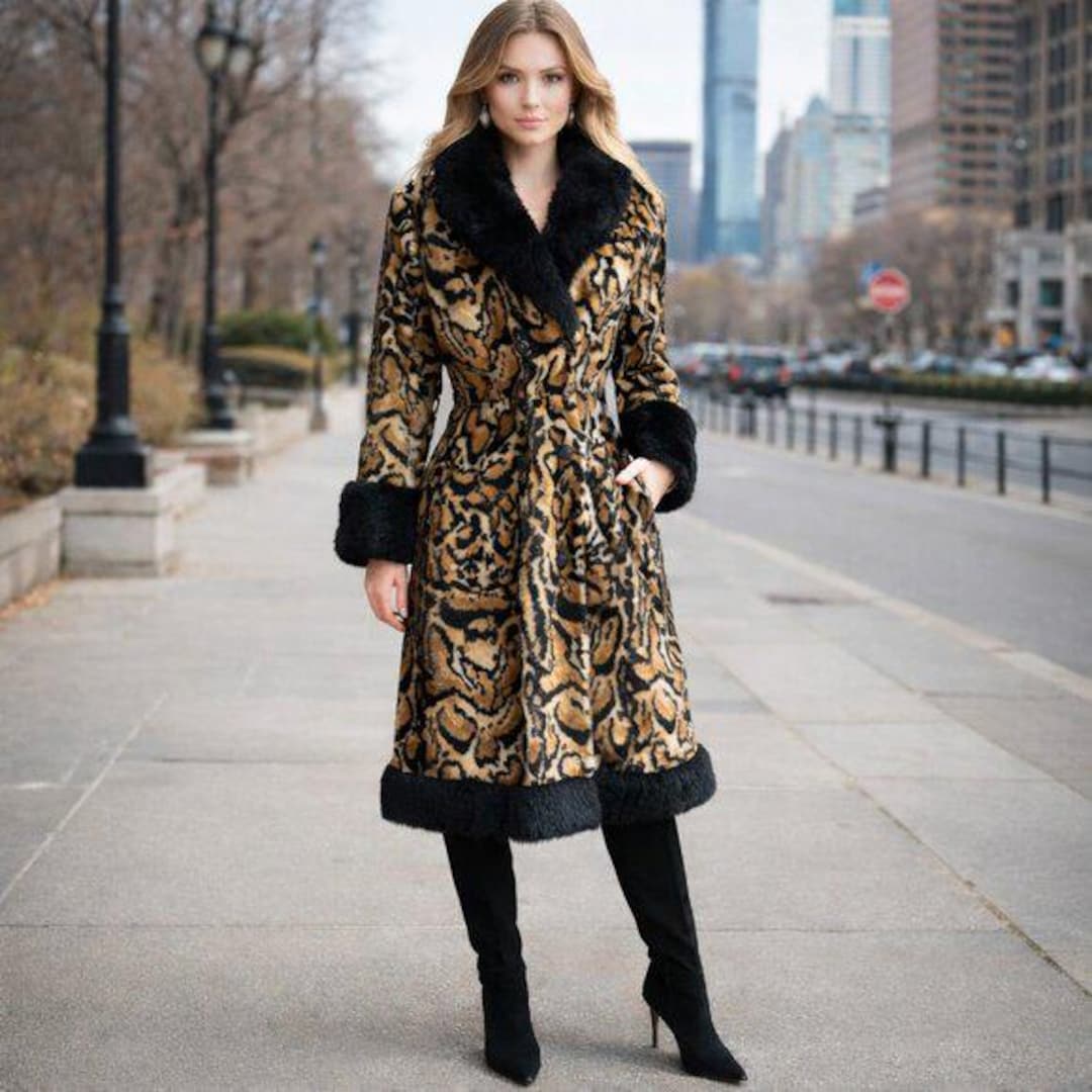 Vintage Irving Posluns Faux Fur + Real Sheep Fur Trim Penny Lane