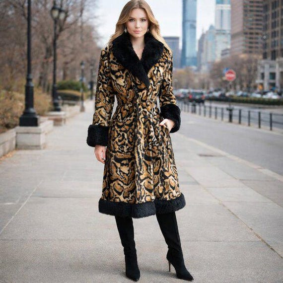 Vintage Irving Posluns Faux Fur + Real Sheep Fur Trim Penny Lane