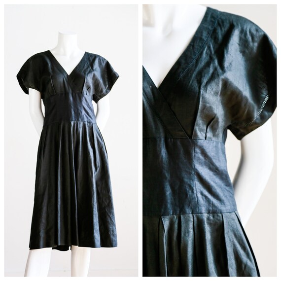 Black Linen Dress | Linen Minimalist Dress | Vinta