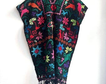 ヴィンテージ カラフル 刺繍 ポンチョ ケープ - Etsy 日本