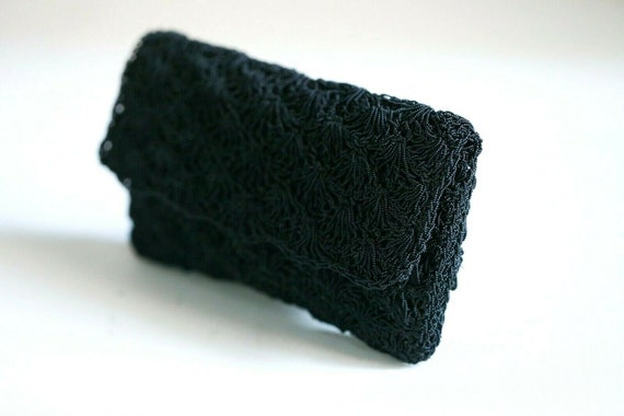 Black Crochet Look Beaded Japan Made Chic Little … - image 4