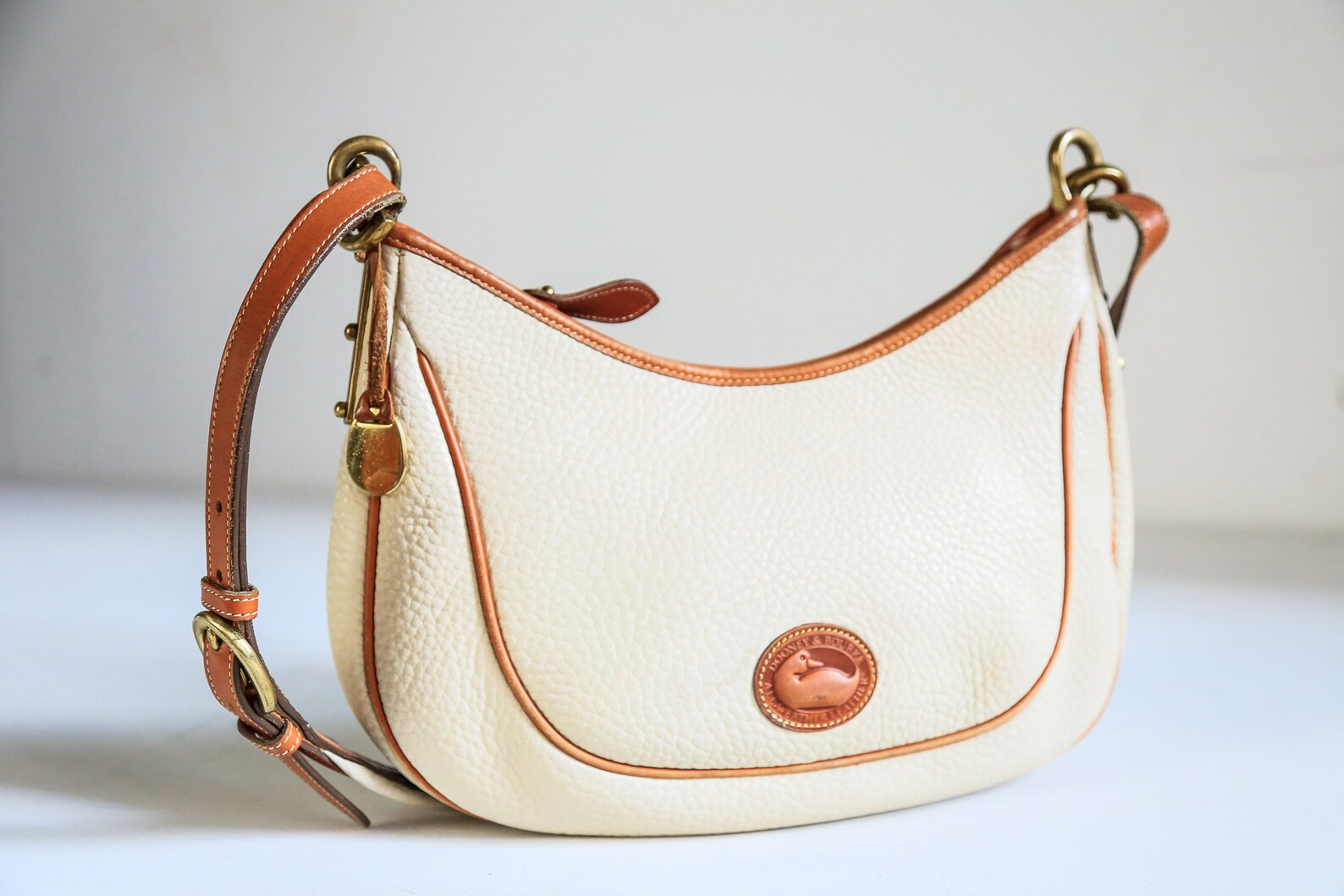Dooney and Bourke Medium Hobo Bag White and brown Leather Etsy