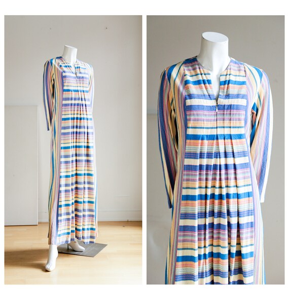 Vintage Striped Full length Maxi House Dress | Vin