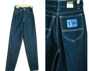 Vintage Brand New Cheeno's Dark Wash Relaxed Leg High Waist Tapered Ankle Jeans 25