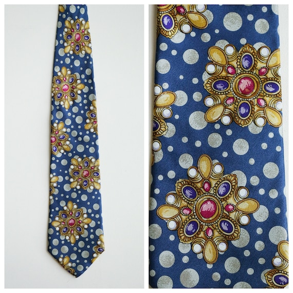 Vintage Kenzo Paris Jewelry Print Men's Silk Tie