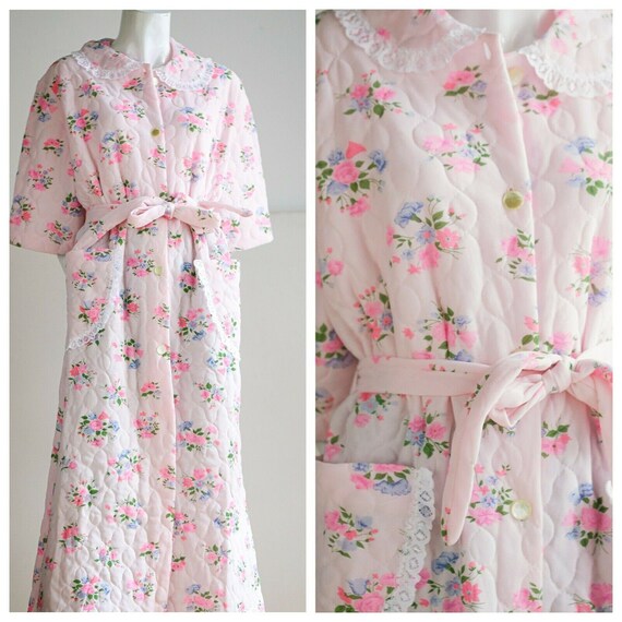 Vintage Quilted Pastel Pink Neon PInk Floral House