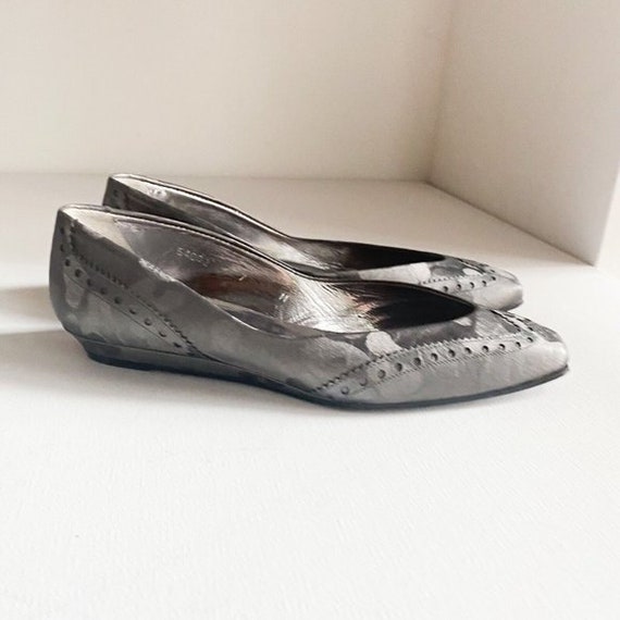 Vintage Joan and David Spectator Style Grey Satin… - image 1