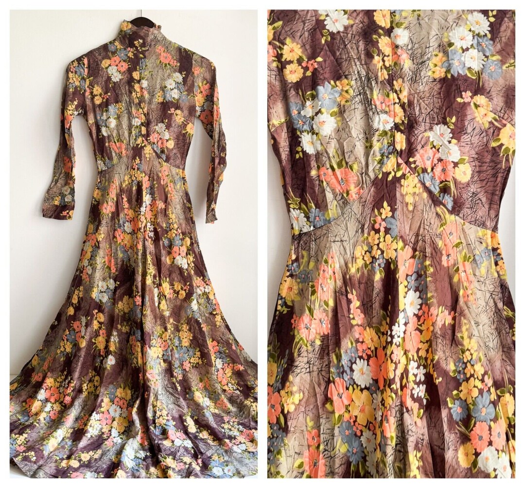 70’s A-Line Dress and Peplum Top Floral Set