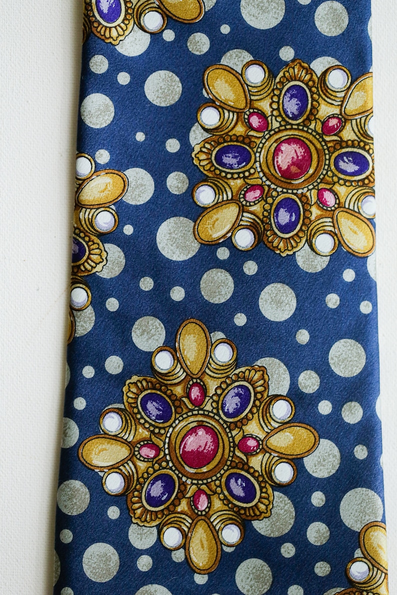 Jewel Print Colourful Men/'s Silk Tie Made in Italy Vintage Kenzo Paris Jewelry Print Men/'s Silk Tie Gift for Dad Gift for Jeweler