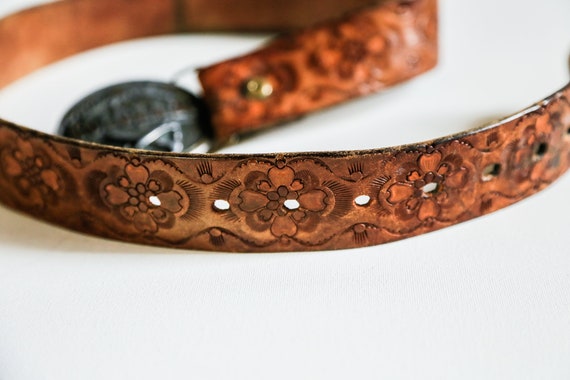 Vintage Colorado Mines Buckle Hand Tooled Leather… - image 6