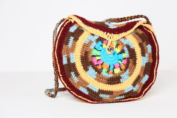 Round Crochet Handmade Crossbody Bag | Multicolour