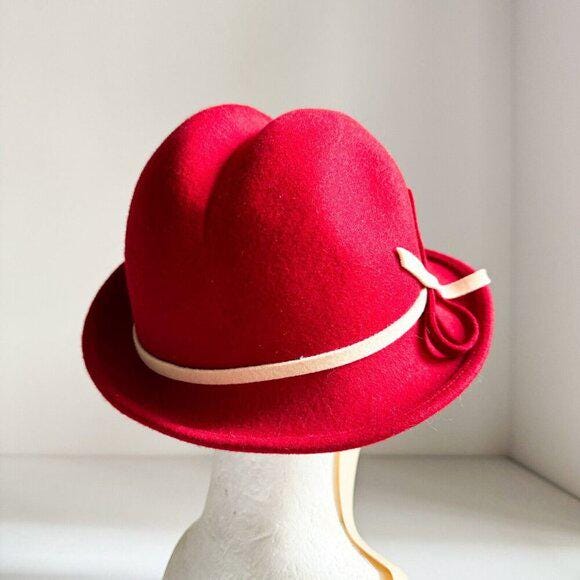 Vintage Lancaster Wool Felt Ladies Red Fedora L - Etsy display picture 1