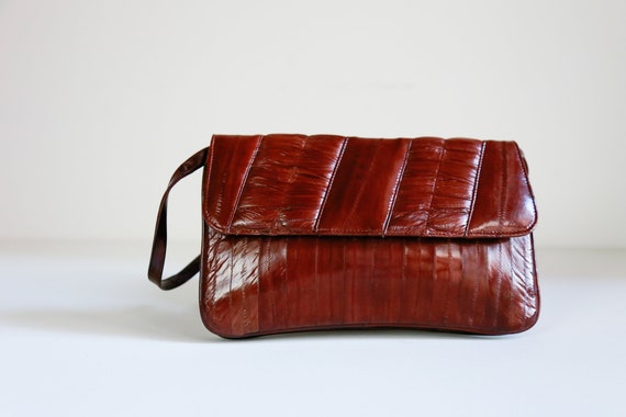 Vintage Eel Skin Patchwork Shoulder Bag | Chestnut