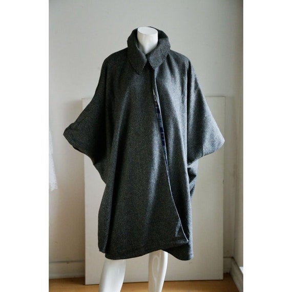 Vintage reversible Plaid Wool Cape M/L - image 5