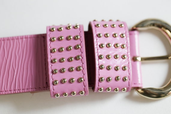Punto Fibba Pink Suede Studded Belt B1216 - Pink Suede Belt - Double J Saddlery main image 2