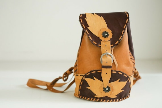 Vintage Handmade Small Leather Backpack | Cute Boh