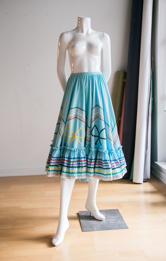 Mexican Circle Skirt | Folk Dancing Skirt | Blue