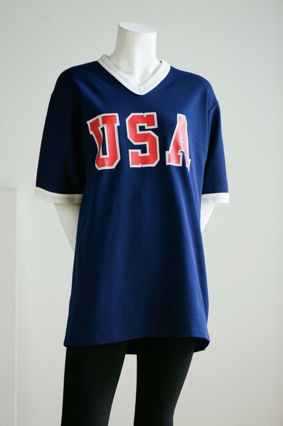Vintage 70s USA Nylon Short Sleeve T Shirt Top V N