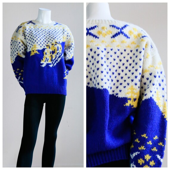 Vintage Wool Ski Motif Sweater | Unique Wool Sweat