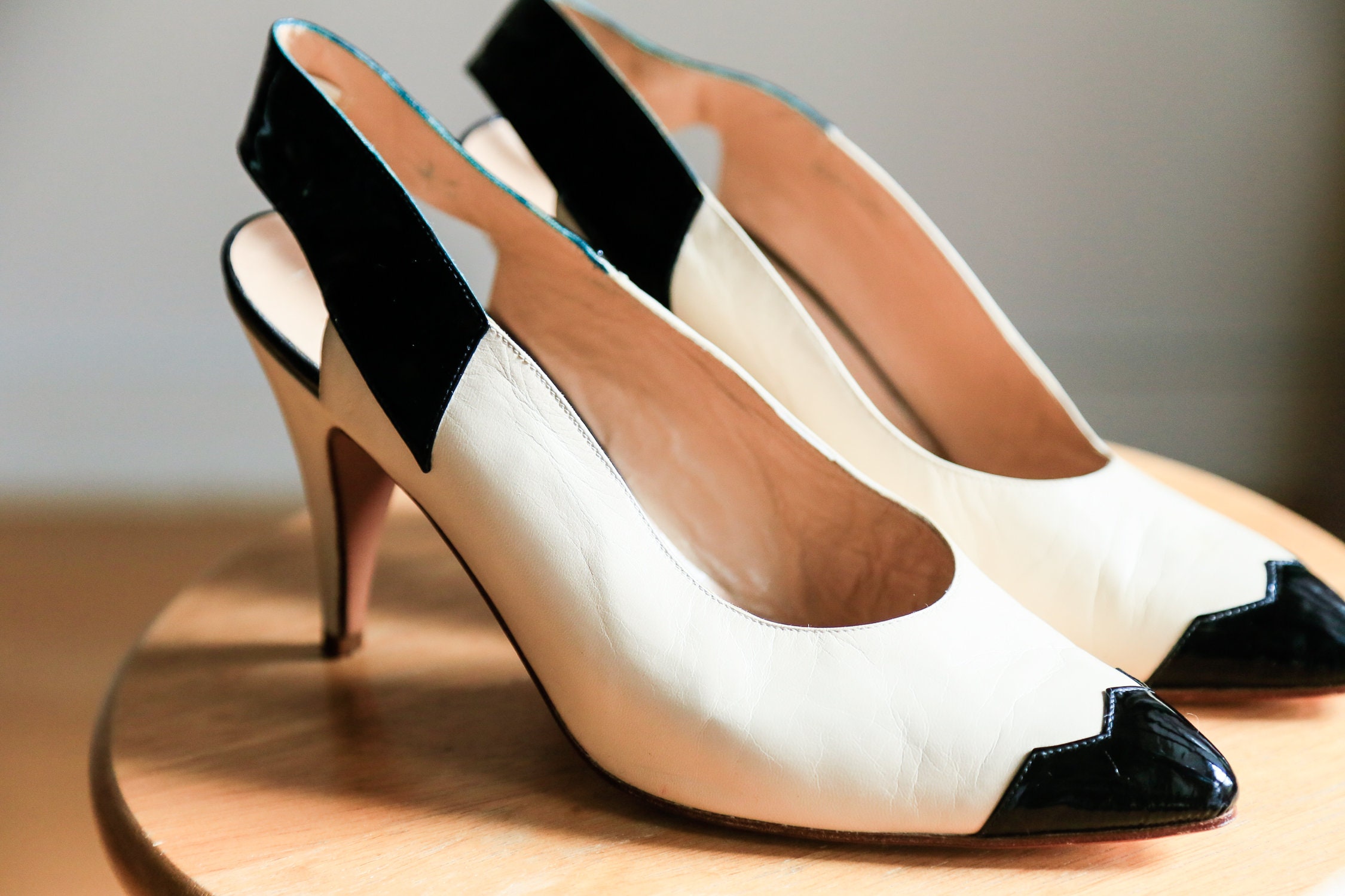 white leather slingback heels