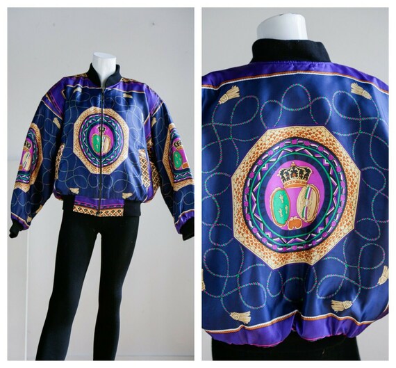 Vintage Silk Twill Baroque Print Reversible Quilte