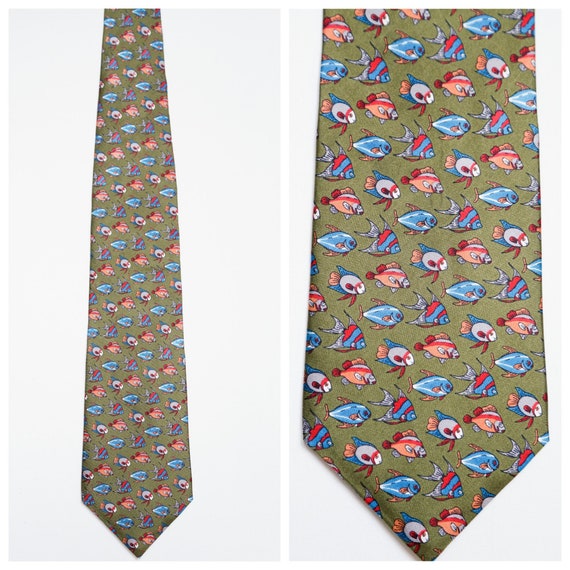 Vintage Guy Laroche Paris Fish Aquarium All Over P