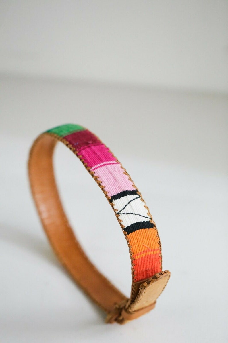 Vintage Handmade Leather Embroidered Colourful Boho Festival Belt image 8
