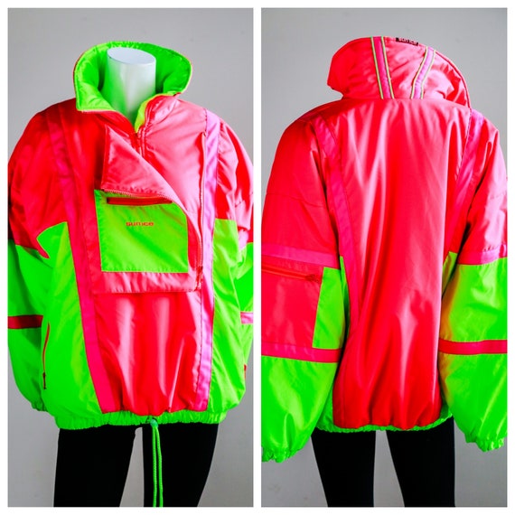 SUNICE Blinding Neon Pink Green Half Zip Ski Jacke