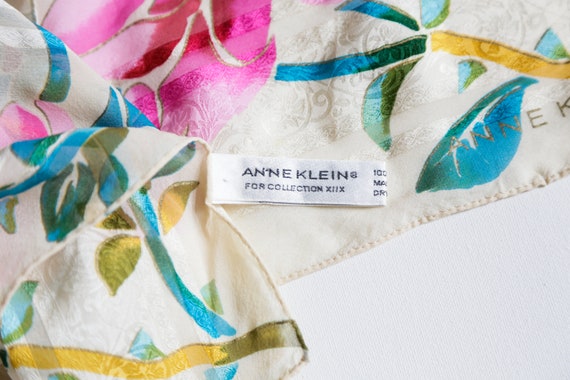 Vintage Anne Klein Silk Floral Scarf | Colourful … - image 9