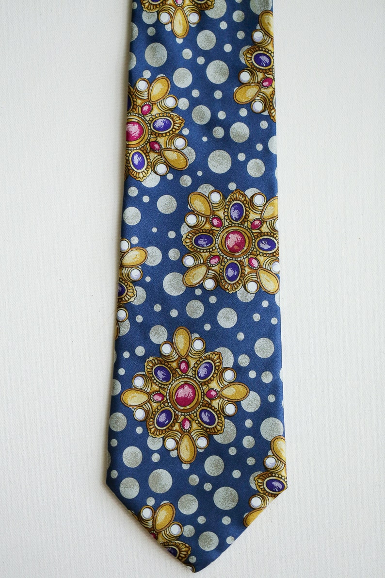 Jewel Print Colourful Men/'s Silk Tie Made in Italy Vintage Kenzo Paris Jewelry Print Men/'s Silk Tie Gift for Dad Gift for Jeweler